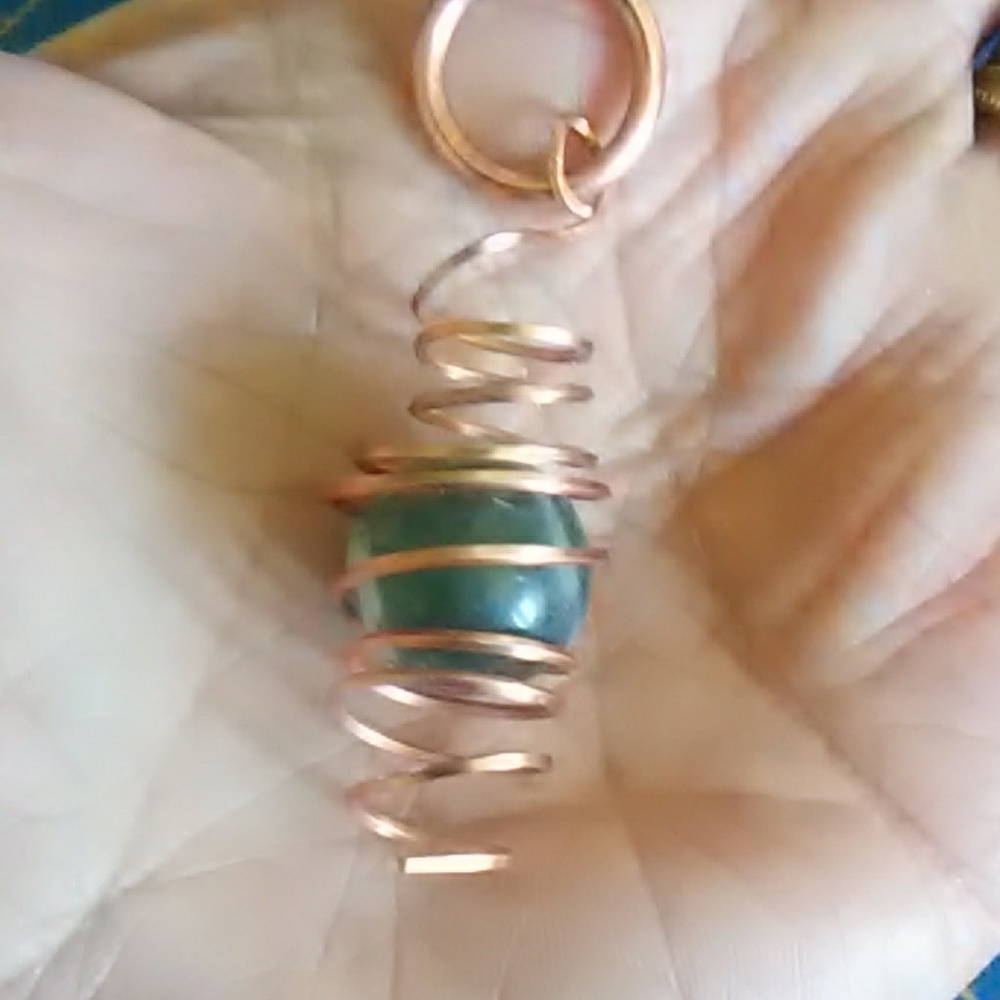 Spiraling Copper Wire & Solodite Pendant